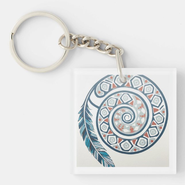 Circle With Feather Keychain (Front)