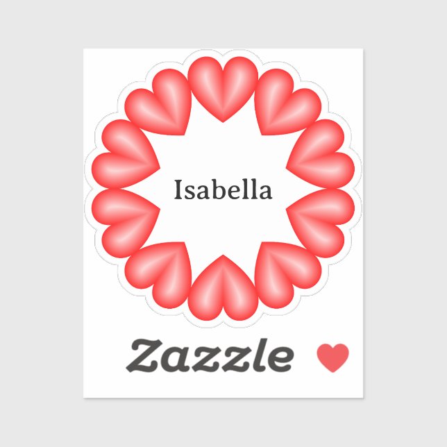 Circle with hearts and customizable name (Sheet)