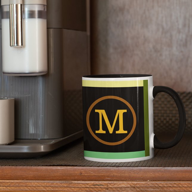 Circle with name initial M, cool & modern black Mug (modern circle monogram)