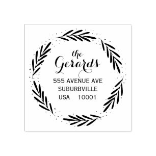 Circle Wreath Branches Custom Rubber Stamp