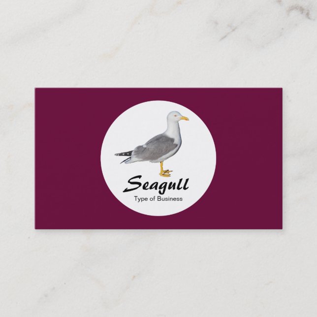 Circle - Yellow Legged Gull - Deep Crimson Business Card (Front)