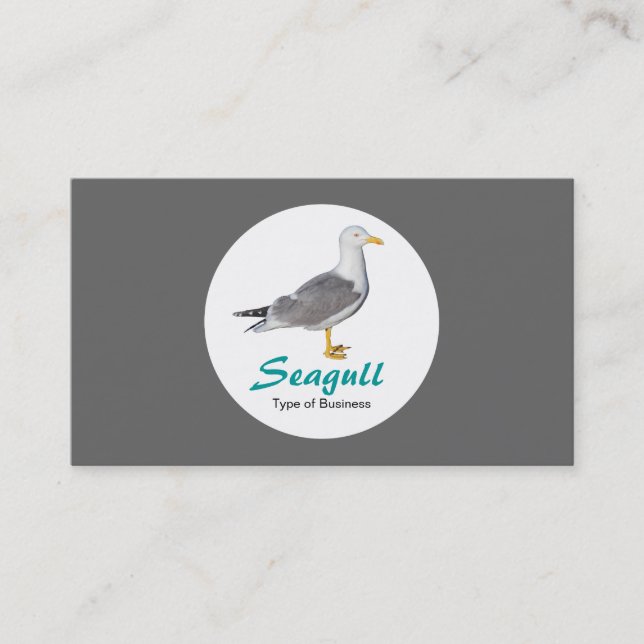 Circle - Yellow Legged Gull - Grey Business Card (Front)