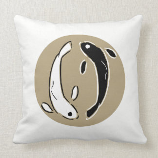 Circle Yin and Yang Swimming Koi Fish - 'Mongoose' Throw Pillow