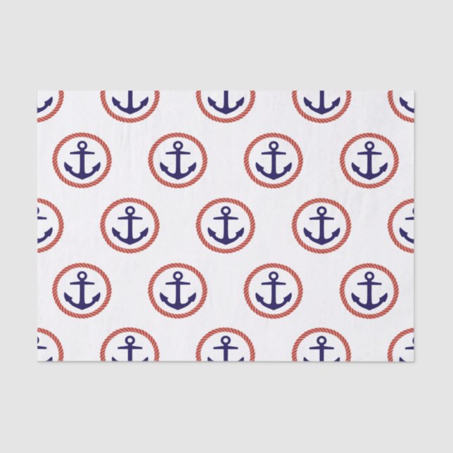 Circled Anchors Nautical Pattern Tissue Paper (Front)