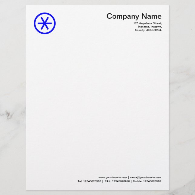 Circled Asterisk - Blue Letterhead (Front)