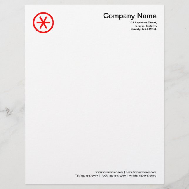 Circled Asterisk - Red Letterhead (Front)