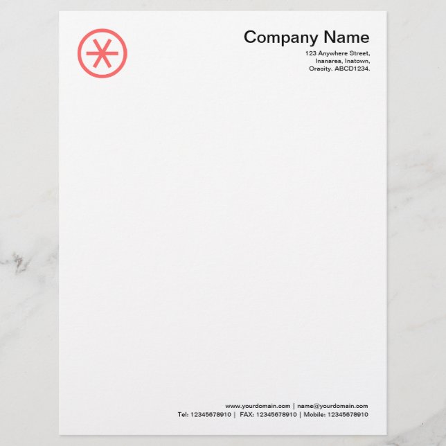 Circled Asterisk - Tropical Pink Letterhead (Front)