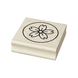 Circled Sakura (Cherry Blossoms) Wooden Stamp