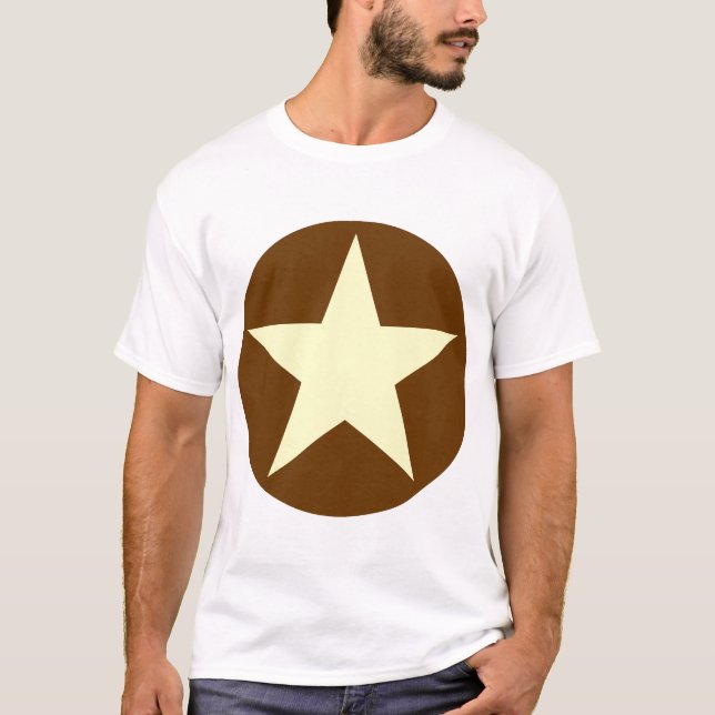 Circled Star - Cream with Brown T-Shirt (Front)