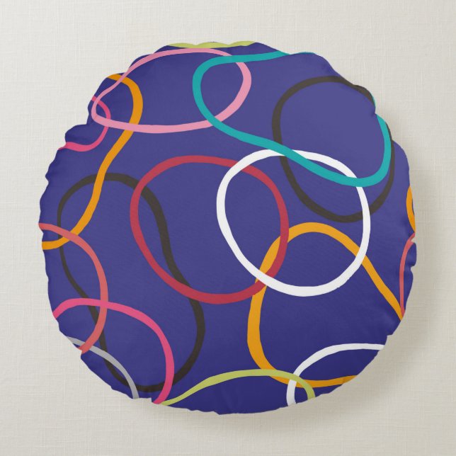 Circles, abstract bands seamless vintage pattern.  round pillow (Front)