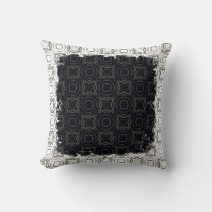 Circles and Diamonds in Black and White Pattern Throw Pillow