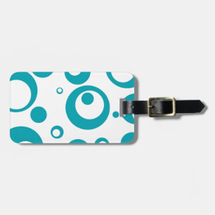 Circles and Dots in Turquoiuse Teal Blue Luggage Tag