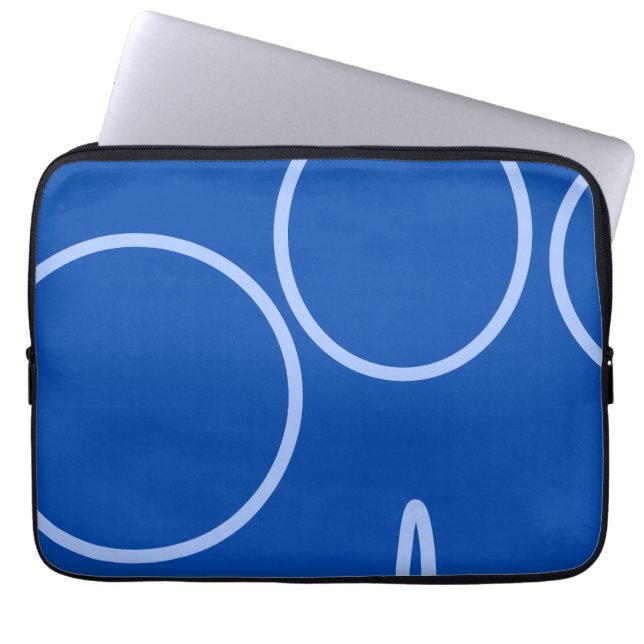 Circles and Loop on Blue Laptop Sleeve (Front)