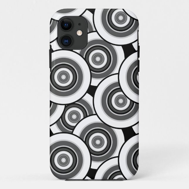 Circles and rings geometric black and white patter Case-Mate iPhone case (Back)