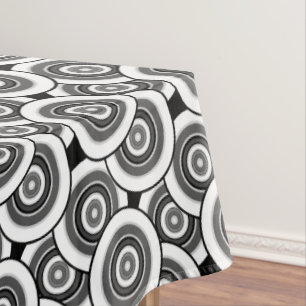 Circles and rings geometric black and white patter tablecloth