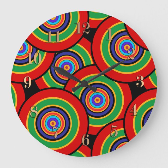 Circles and rings retro large clock (Front)