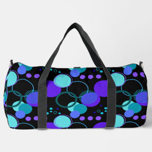Circles and Round Shapes Pattern in Black Duffle Bag