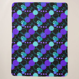 Circles and Round Shapes Pattern in Black Sherpa Blanket