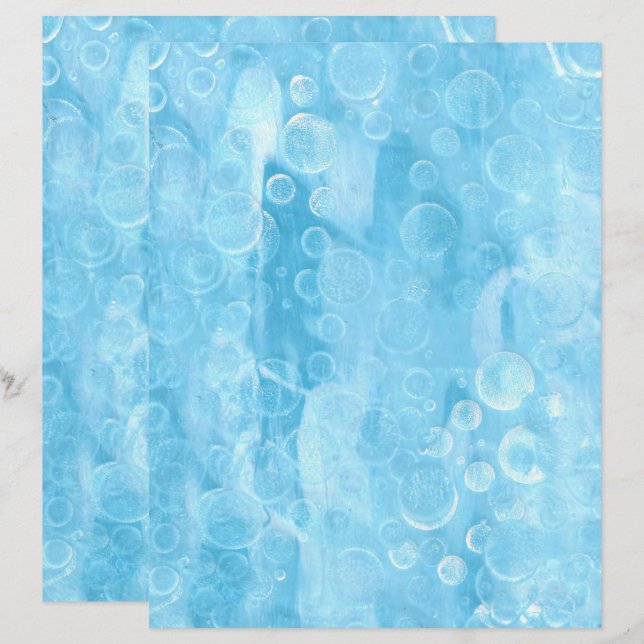 Circles and spheres on light blue paper sheets (Front/Back)