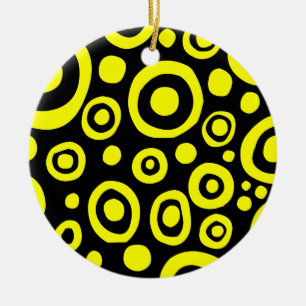 Circles and Spots 01 - Yellow Ceramic Ornament