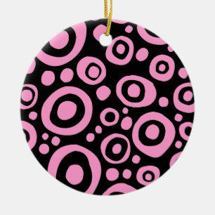 Circles and Spots 02 - Pink Ceramic Ornament