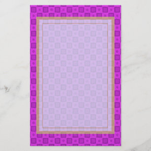 circles and squares on a purple pattern stationery