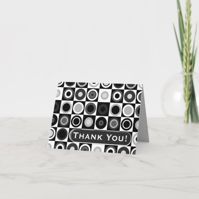Circles and Squares Thank You Note (Personalized) Card (Front)