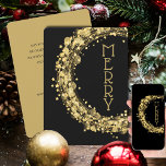 Circles and Stars on Black Christmas Non-Photo Holiday Card<br><div class="desc">Circles and gold stars and dots on a black background surround the word "MERRY" or your message on the front and your names and greeting on the back. ANY font and font colour. **ADD a photo on the back along with your personalized greeting. Select Matte for heaviest paper and high...</div>