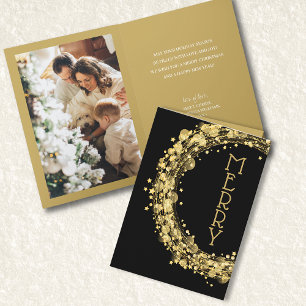Circles and Stars on Black Christmas Photo Card