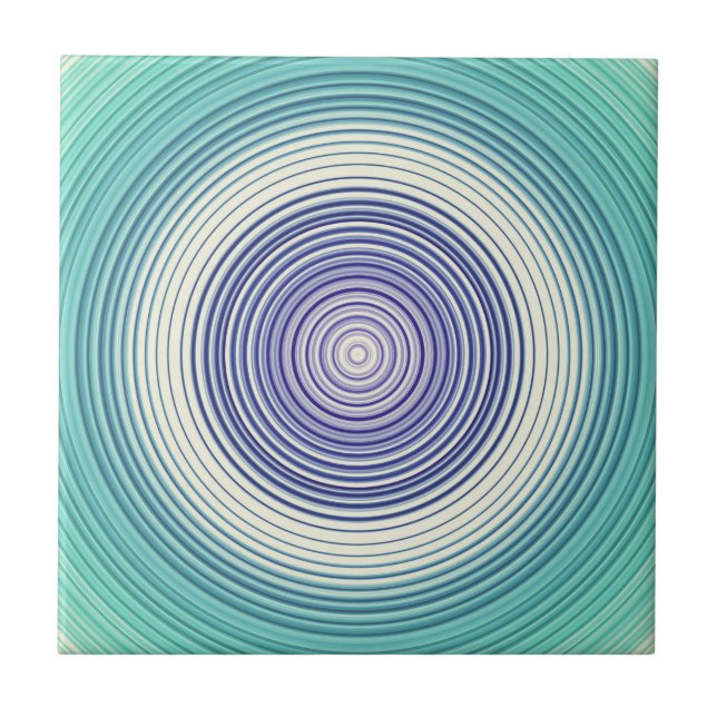Circles - Aqua Teal Turquoise Cyan Blue Tile (Front)