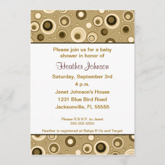Circles Baby Shower - Brown Invitation