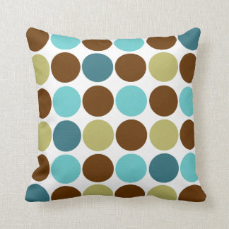 Circles - blue olive and brown balanced pattern throw pillow