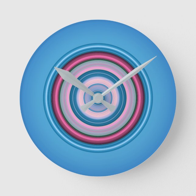 Circles - Blue Pink Round Clock (Front)