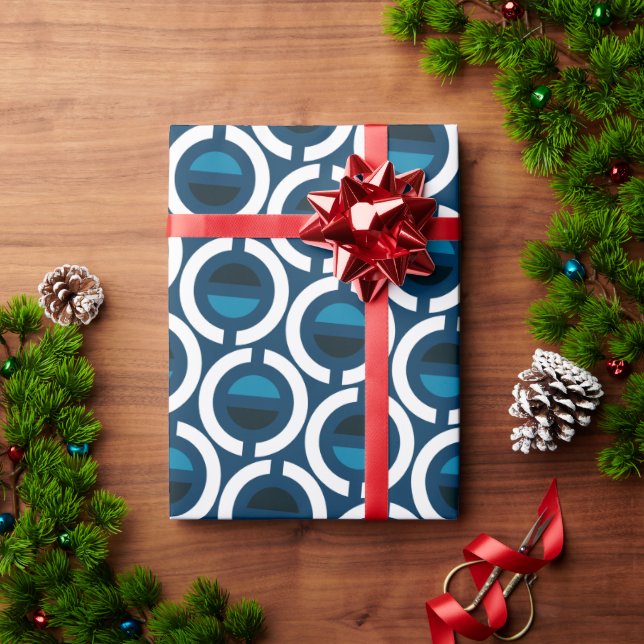 Circles Blue White Minimal Pattern Wrapping Paper (Holiday Gift)