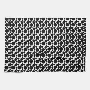 Circles & Dots in 7 Sizes: Repeating Black & White Kitchen Towel