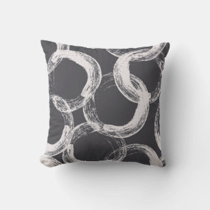 Circles Geometric Seamless Black Background Throw Pillow