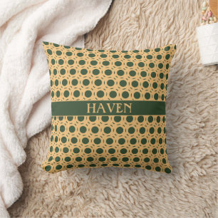 Circles Green Yellow Minimal Pattern Throw Pillow