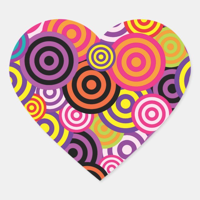 CIRCLES GROOVY  HEART STICKER (Front)