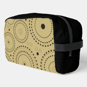 Circles in Circles Design Black on Light Gold Dopp Kit