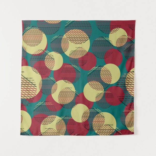 Circles Lines: Abstract Seamless Pattern Tapestry (Front)