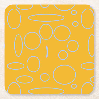 Circles Loops on Orange  Square Paper Coaster