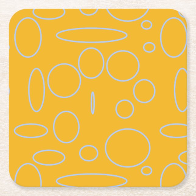 Circles Loops on Orange  Square Paper Coaster (Front)