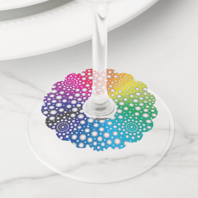 Circles Mandala 2 Wine Glass Tag (Close Up)