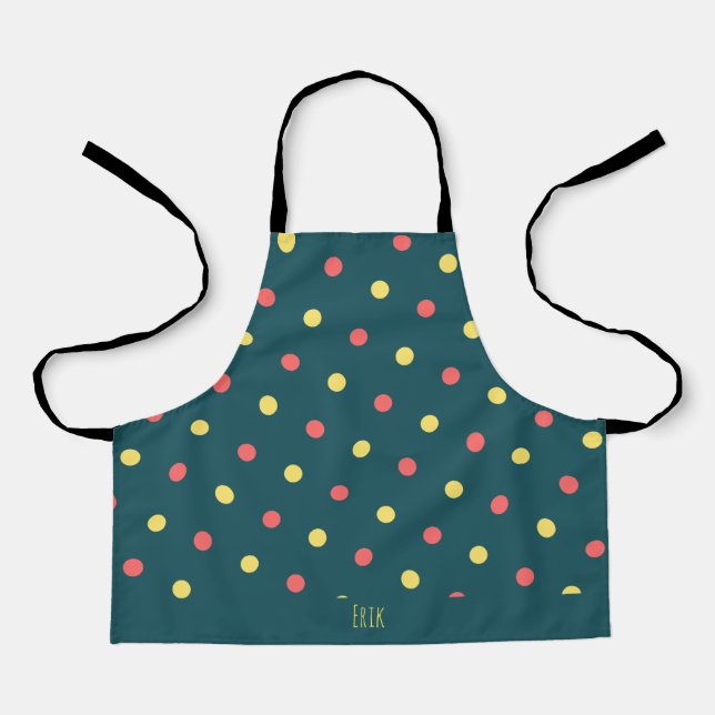 Circles Navy Peach Minimal Pattern Apron (Front)