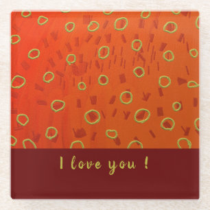 Circles of Life in Love Glass Coaster