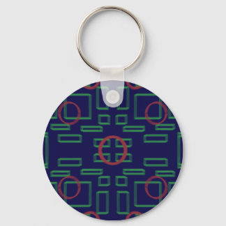 Circles on Blue Green Geometric Keychain