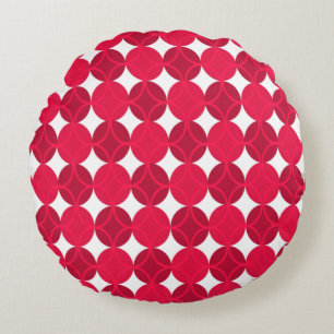 Circles on Circles - Cranberry and Grey Round Pillow