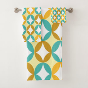 Circles on Circles - Gold, Yellow, Blue Bath Towel Set