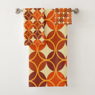 Circles on Circles - Orange and Brown Bath Towel Set