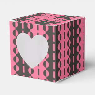 Circles on Stripes - Charcoal and Pink Heart Favor Box